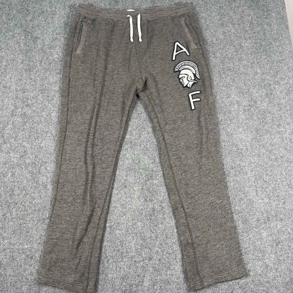 Abercrombie & Fitch Sweatpants Mens Large Gray AF Logo Elastic Waist Pockets